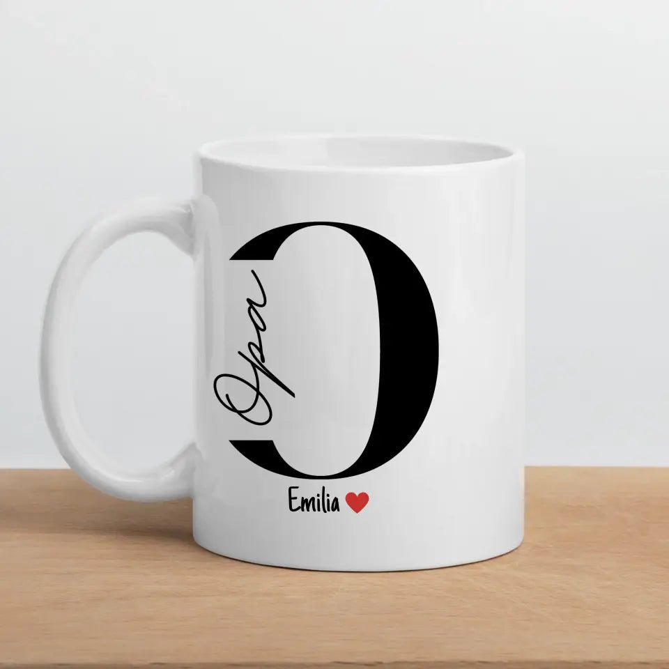Opa - Tasse mit Namen der Enkelkinder Little Mathilda Little Mathilda Emaille Tasse