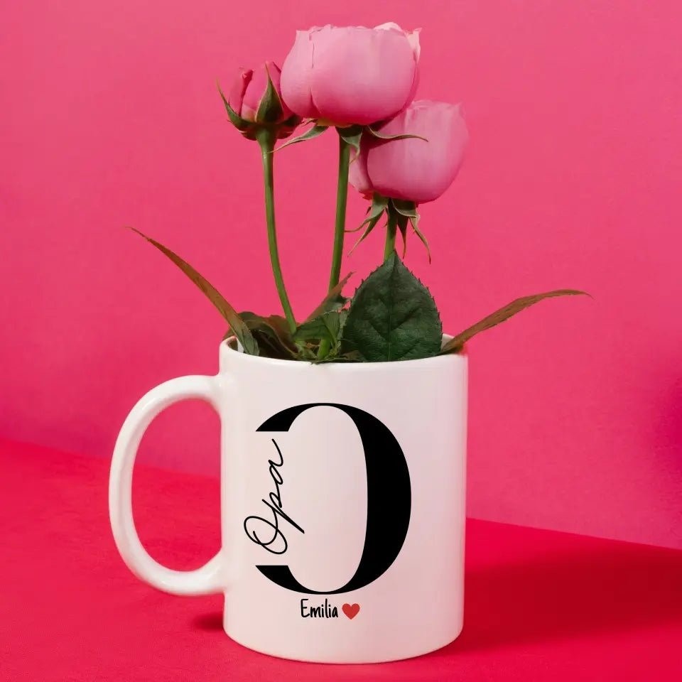 Opa - Tasse mit Namen der Enkelkinder Little Mathilda Little Mathilda Emaille Tasse