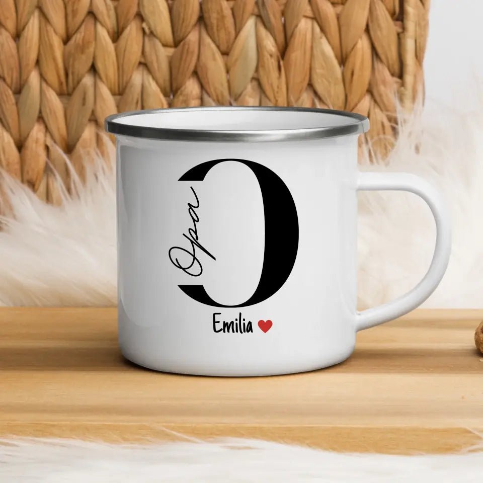 Opa - Tasse mit Namen der Enkelkinder Little Mathilda Little Mathilda Emaille Tasse