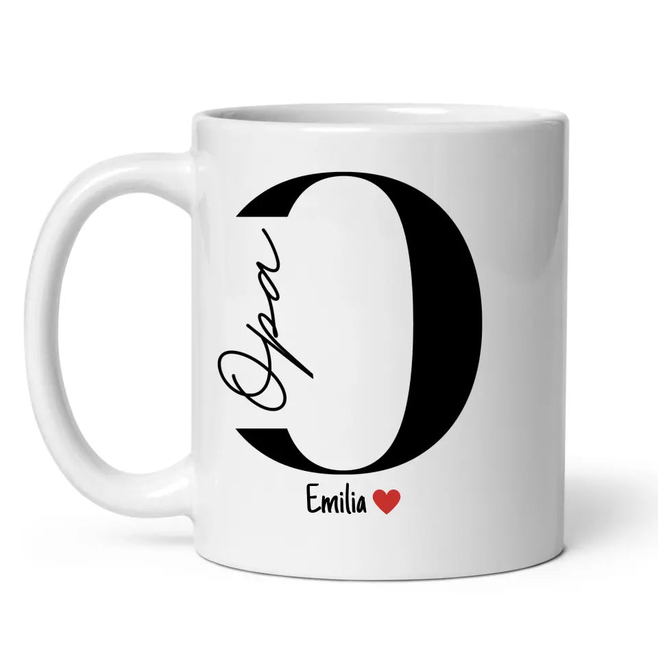 Opa - Tasse mit Namen der Enkelkinder Little Mathilda Little Mathilda Emaille Tasse
