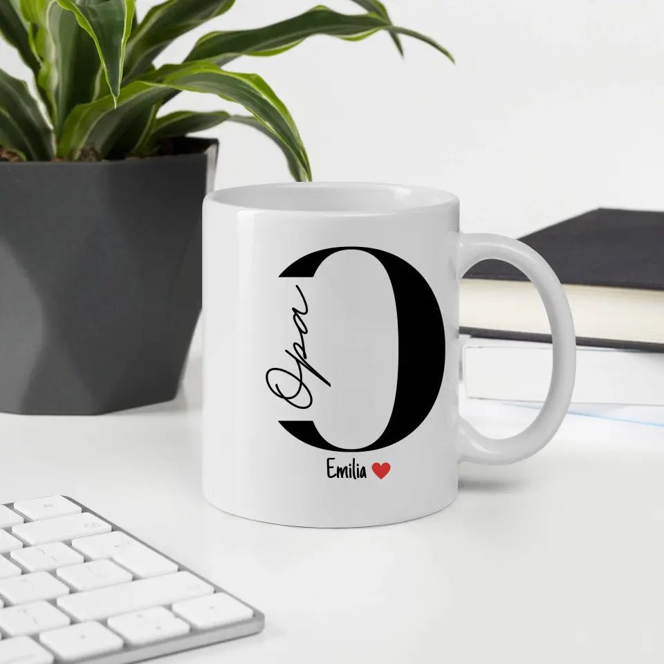 Opa - Tasse mit Namen der Enkelkinder Little Mathilda Little Mathilda Emaille Tasse