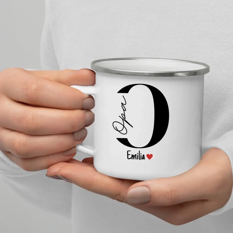 Opa - Tasse mit Namen der Enkelkinder Little Mathilda Little Mathilda Emaille Tasse