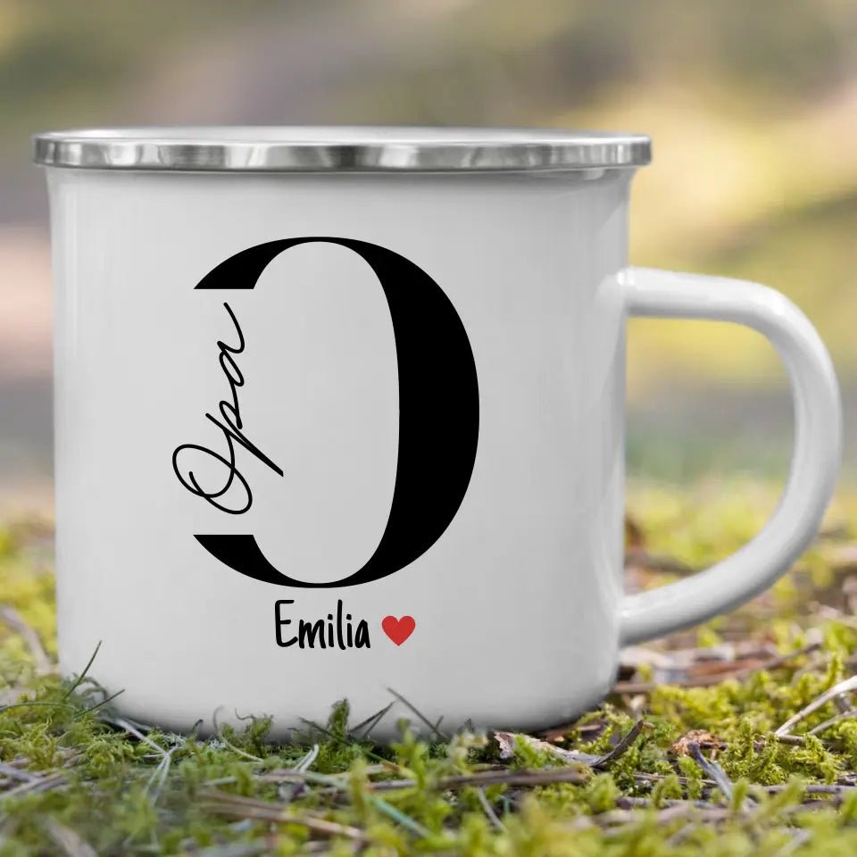 Opa - Tasse mit Namen der Enkelkinder Little Mathilda Little Mathilda Emaille Tasse