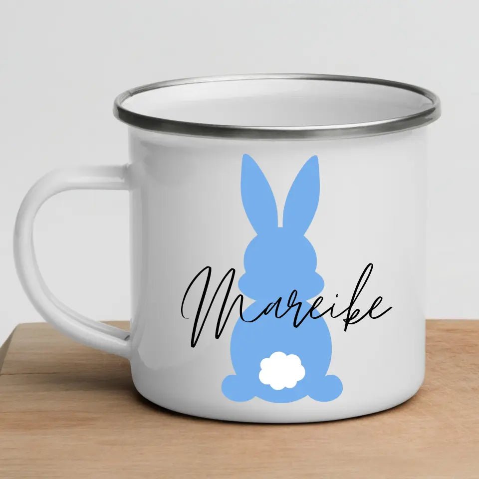 Ostertassen für Kinder "Bunter Osterhase mit Namen" Little Mathilda Little Mathilda Emaille Tasse