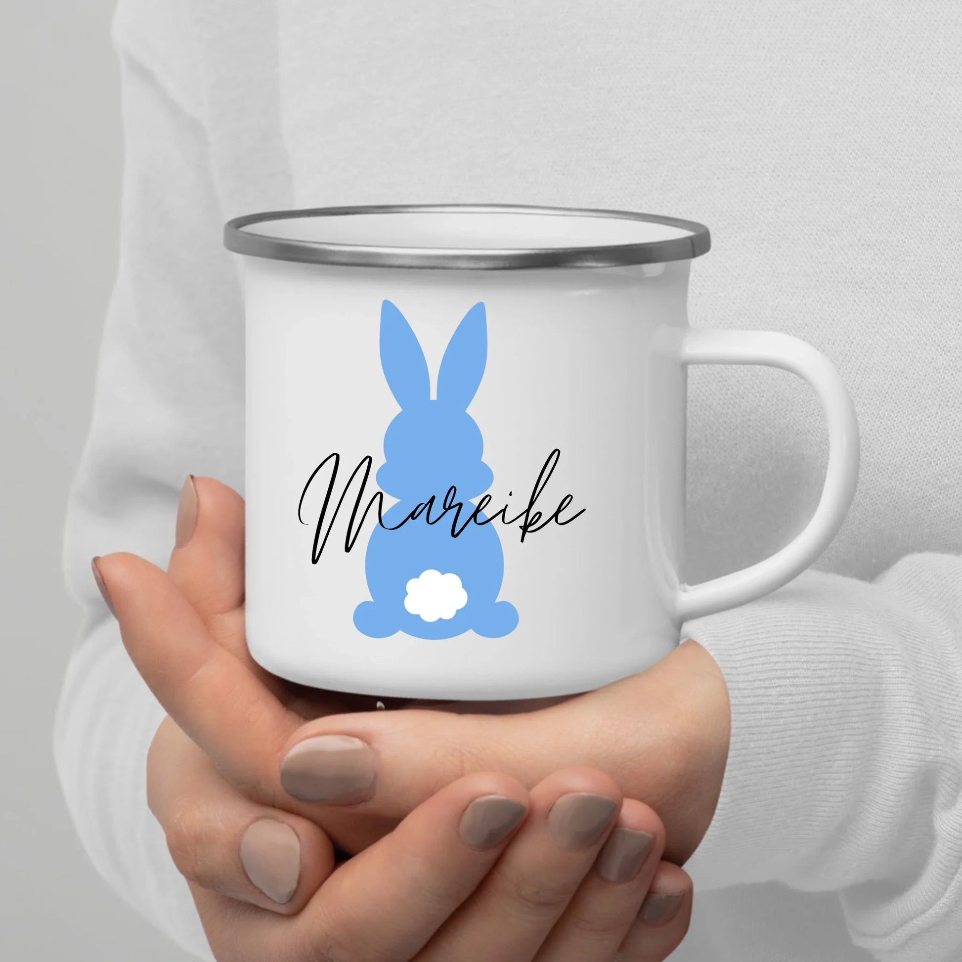 Personalisierte Emaille Tasse für Kinder von Little Mathilda – Tasse bedrucken lassen mit Namen und Tiermotiv