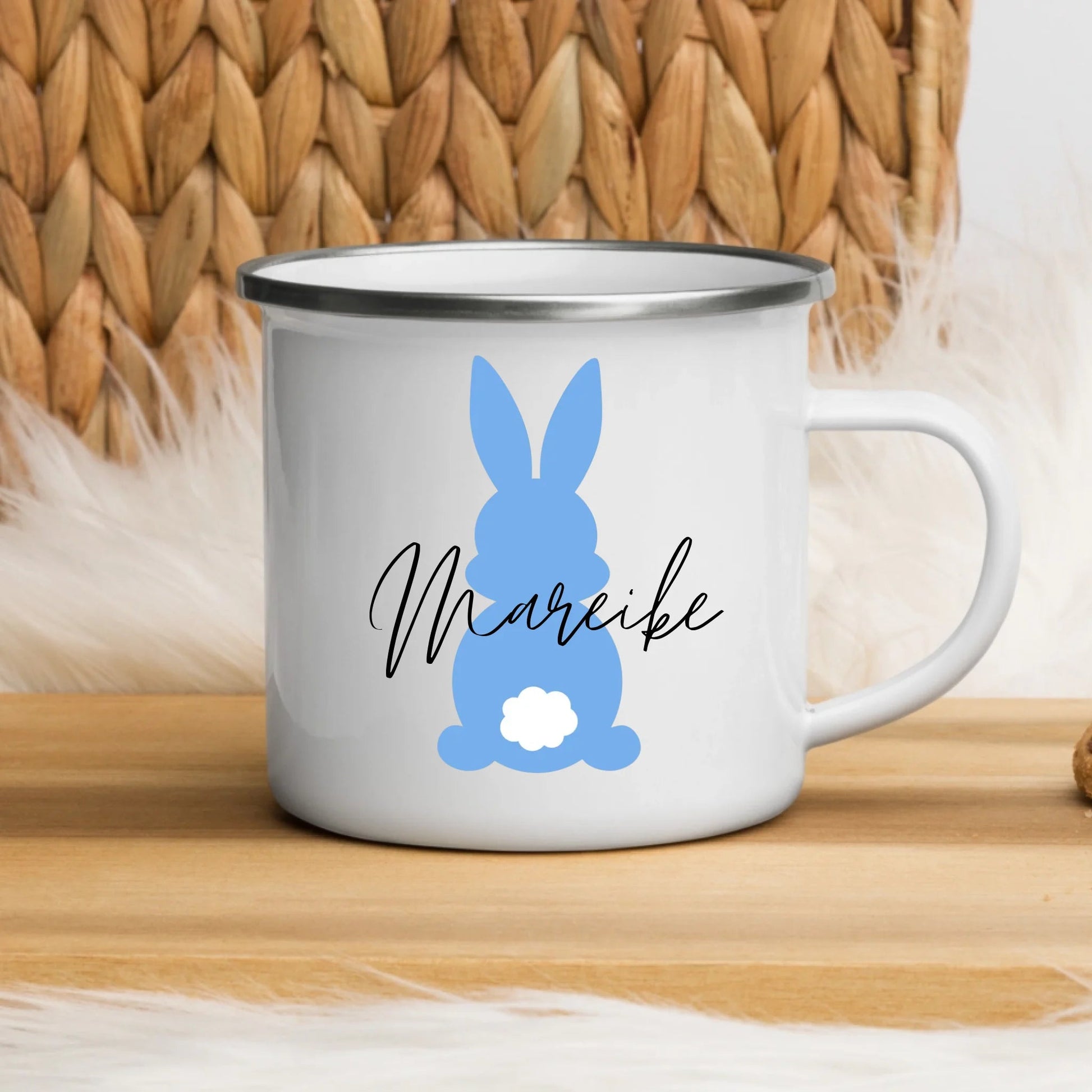 Kratzfeste Emaille Kindertasse mit Henkel – bruchsicherer Kinderbecher mit Namen und nachhaltiger Emaille-Beschichtung