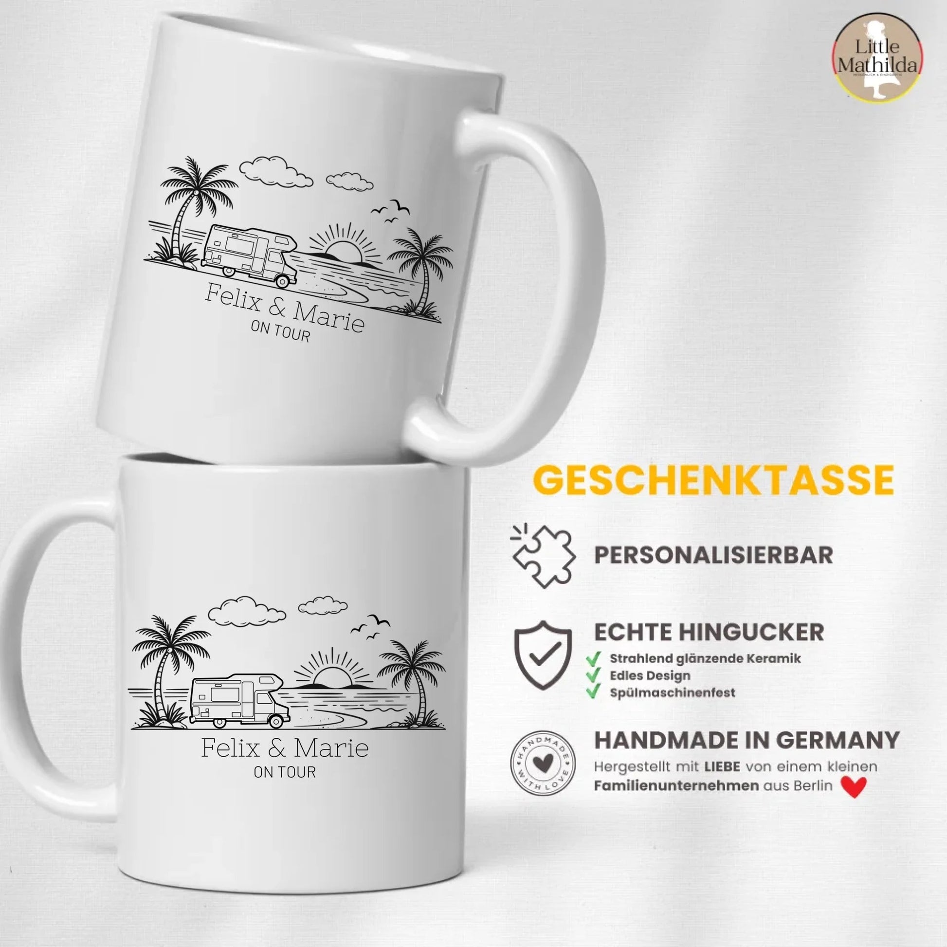 Personalisierte Camping Tasse mit Namen – Emaille oder Keramik – Geschenk für Camper, Wohnmobil & Vanlife Little Mathilda Little Mathilda Emaille Tasse