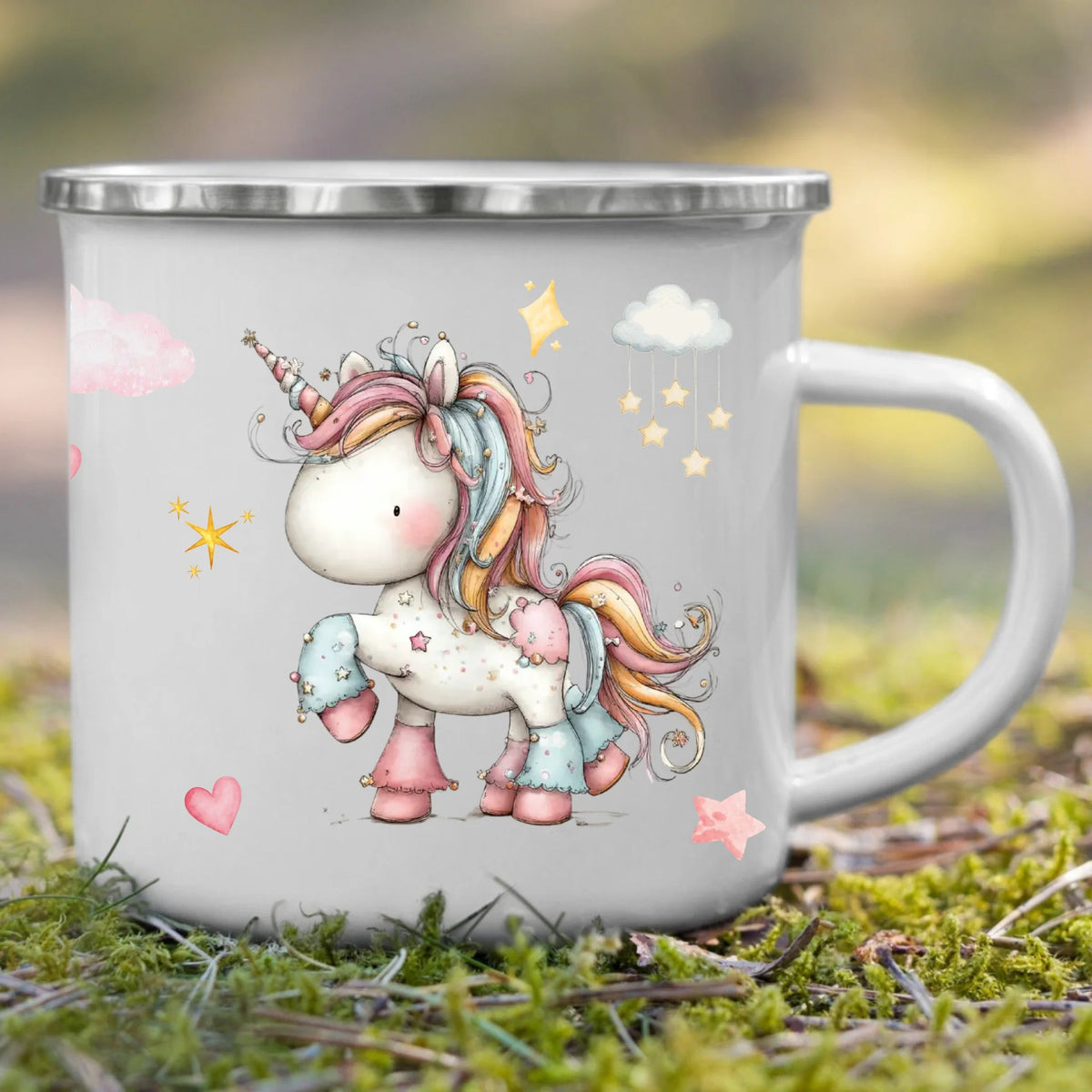 Personalisierte Einhorn Prinzessin Tasse für Kinder – Emaille Kindertasse mit Name Little Mathilda Little Mathilda Emaille Tasse