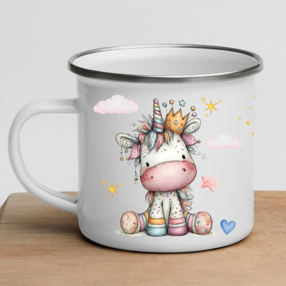 Personalisierte Einhorn Prinzessin Tasse für Kinder – Emaille Kindertasse mit Name Little Mathilda Little Mathilda Emaille Tasse
