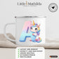 Personalisierte Einhorn Tasse mit Anfangsbuchstaben Little Mathilda Little Mathilda Emaille Tasse