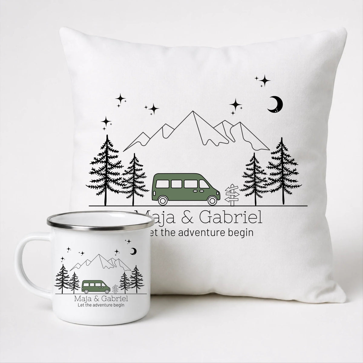 Personalisierte Emaille Camping Tasse "Bunter Camper" Little Mathilda Little Mathilda Emaille Tasse