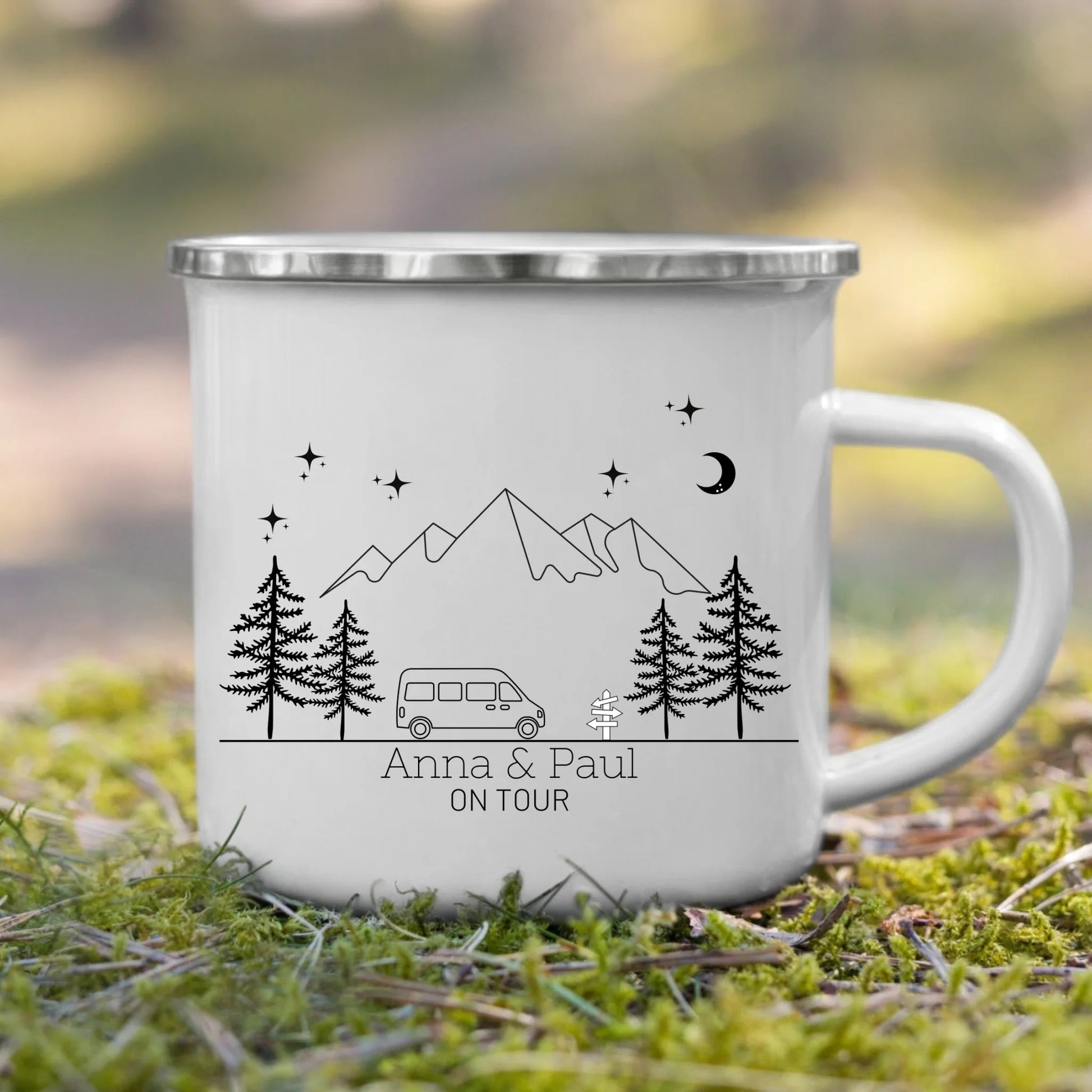 Personalisierte Emaille Camping Tasse Camper Van Little Mathilda Little Mathilda Emaille Tasse