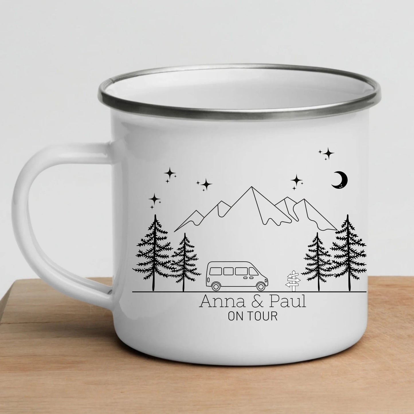 Personalisierte Emaille Camping Tasse Camper Van Little Mathilda Little Mathilda Emaille Tasse