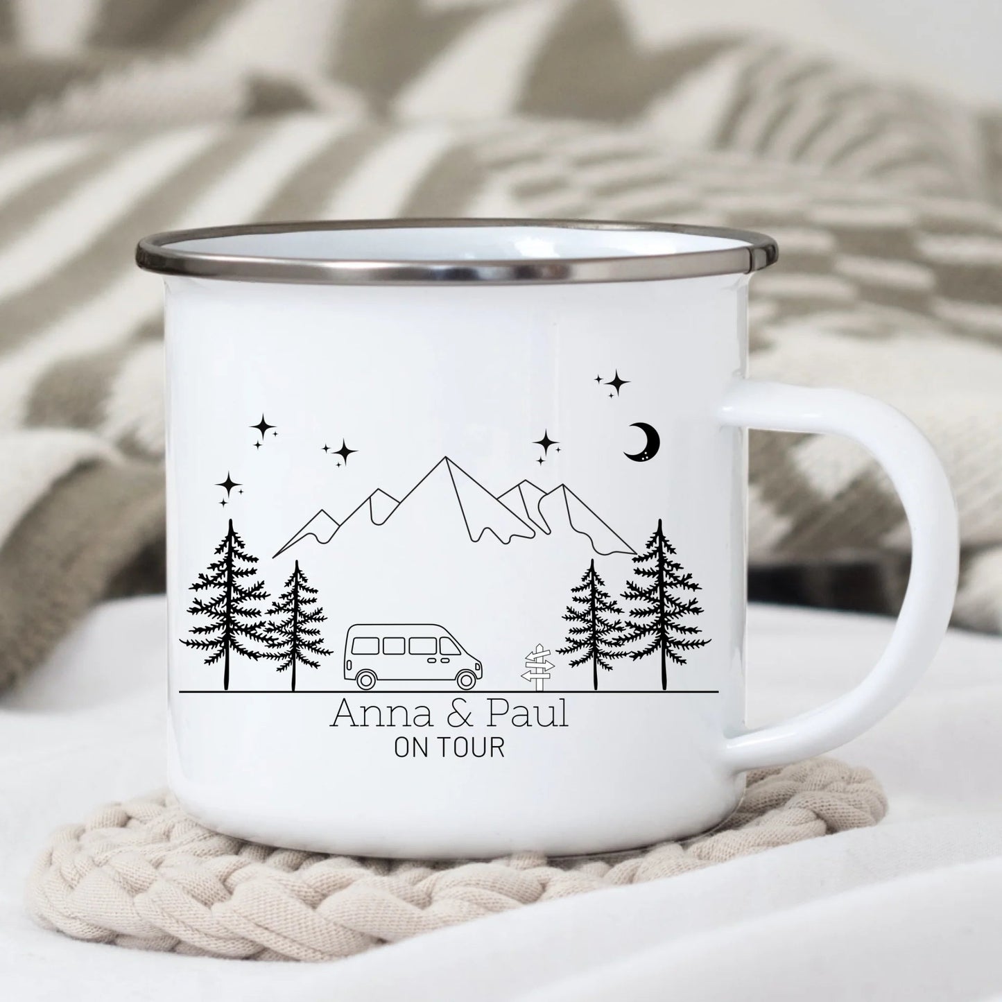 Personalisierte Emaille Camping Tasse Camper Van Little Mathilda Little Mathilda Emaille Tasse
