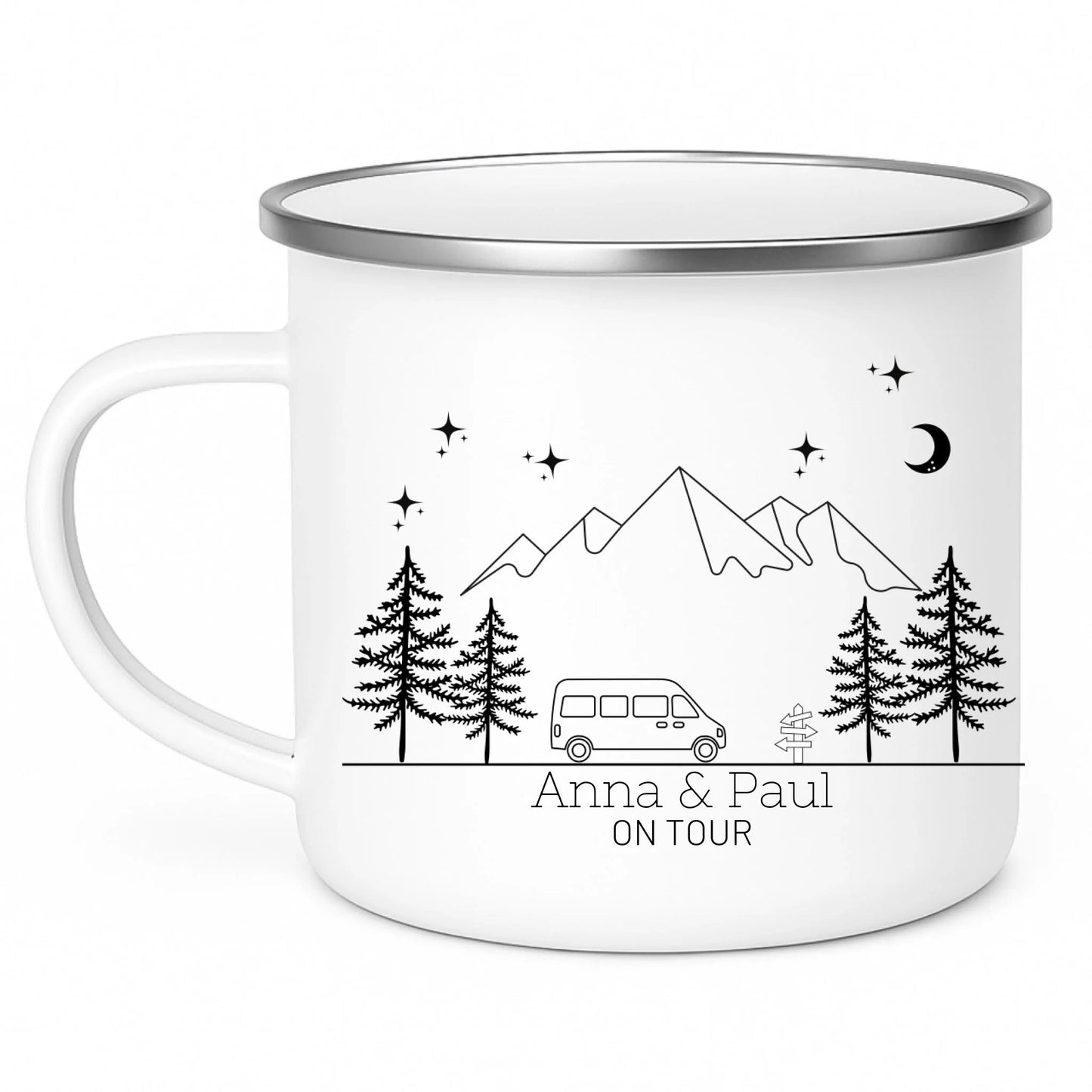 Personalisierte Emaille Camping Tasse Camper Van Little Mathilda Little Mathilda Emaille Tasse