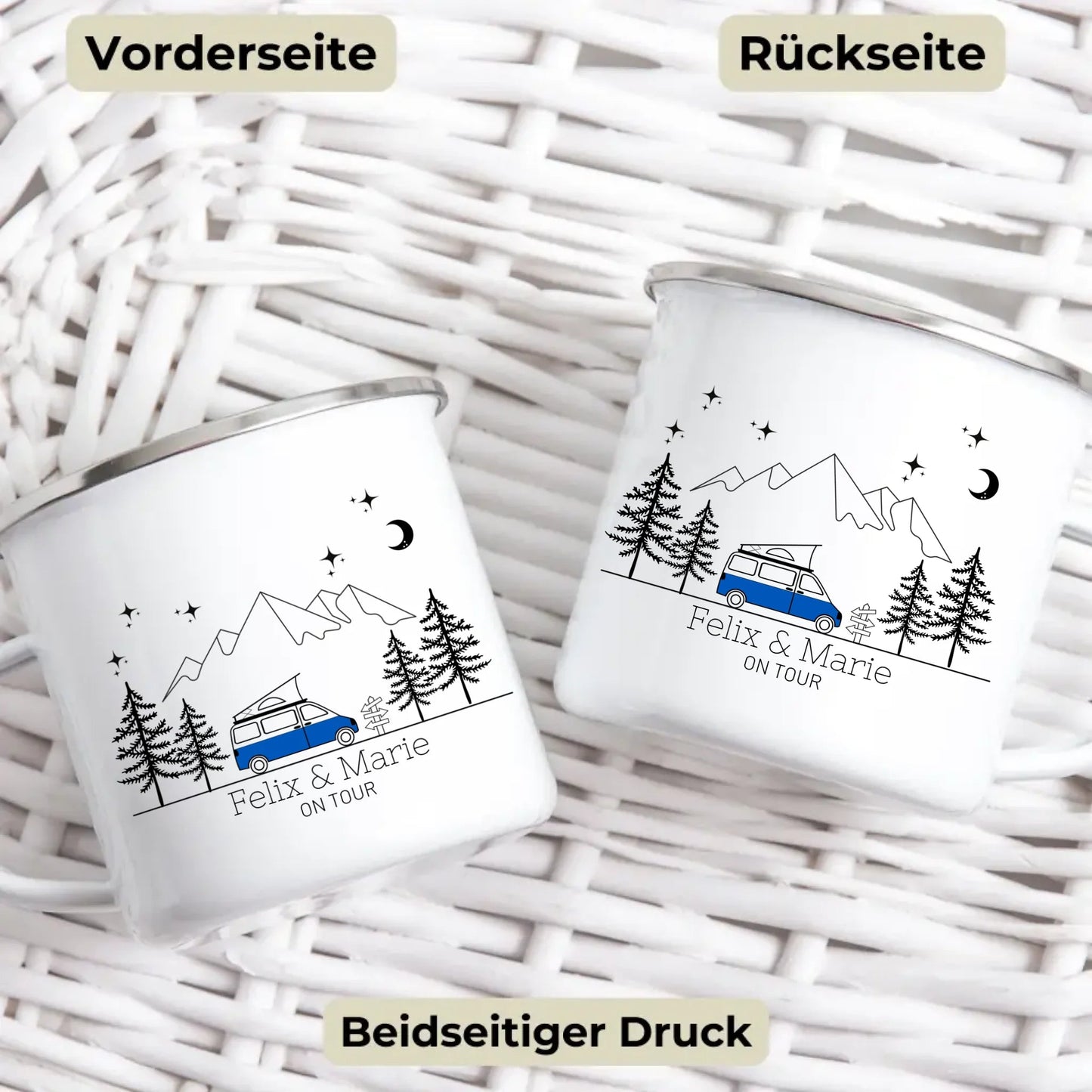 Personalisierte Emaille Camping Tasse "Campingvan mit Aufstelldach" Little Mathilda Little Mathilda Emaille Tasse