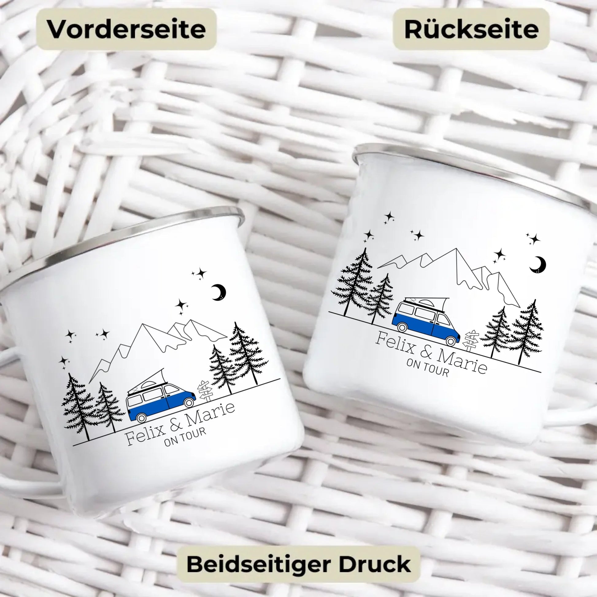 Personalisierte Emaille Camping Tasse "Campingvan mit Aufstelldach" Little Mathilda Little Mathilda Emaille Tasse