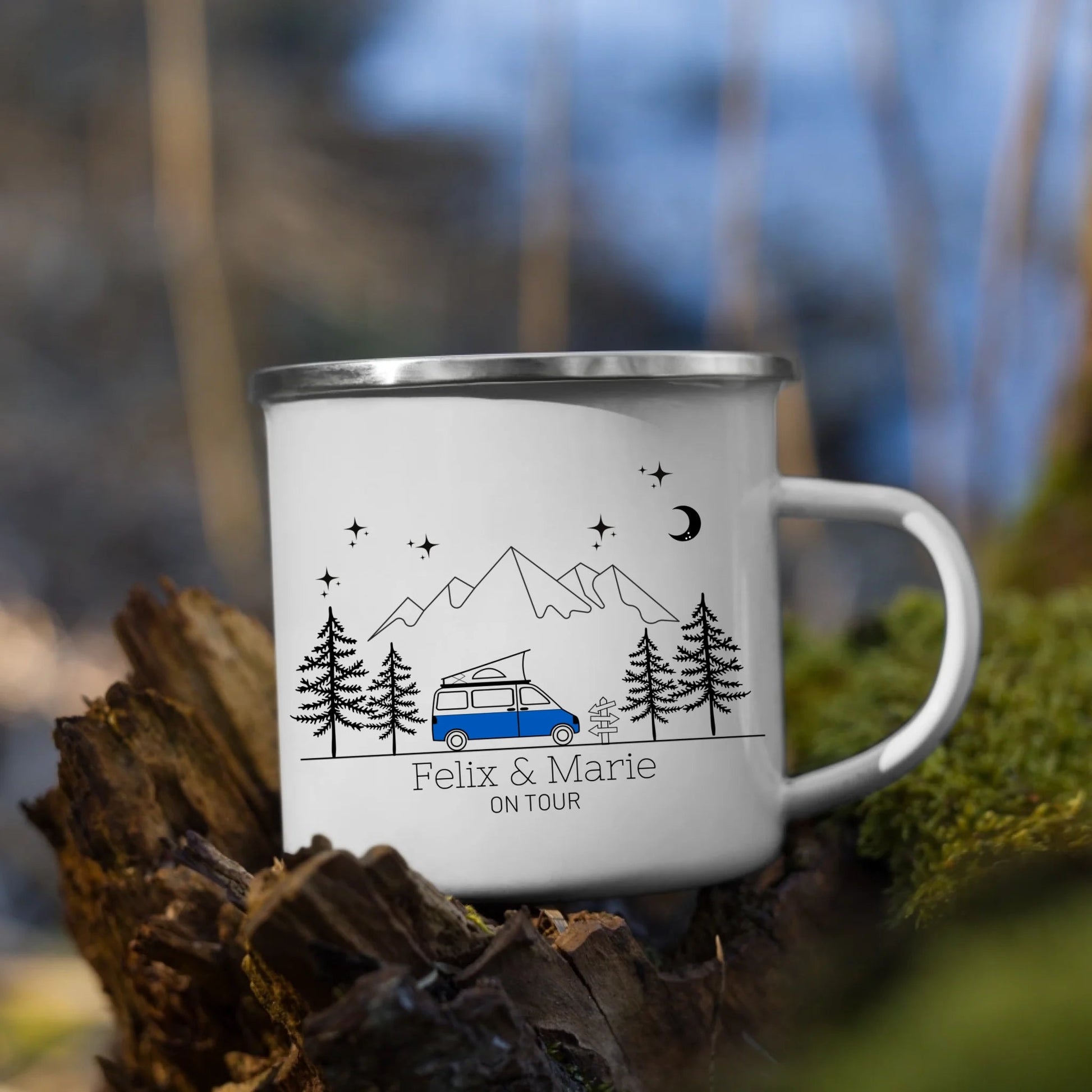 Personalisierte Emaille Camping Tasse "Campingvan mit Aufstelldach" Little Mathilda Little Mathilda Emaille Tasse