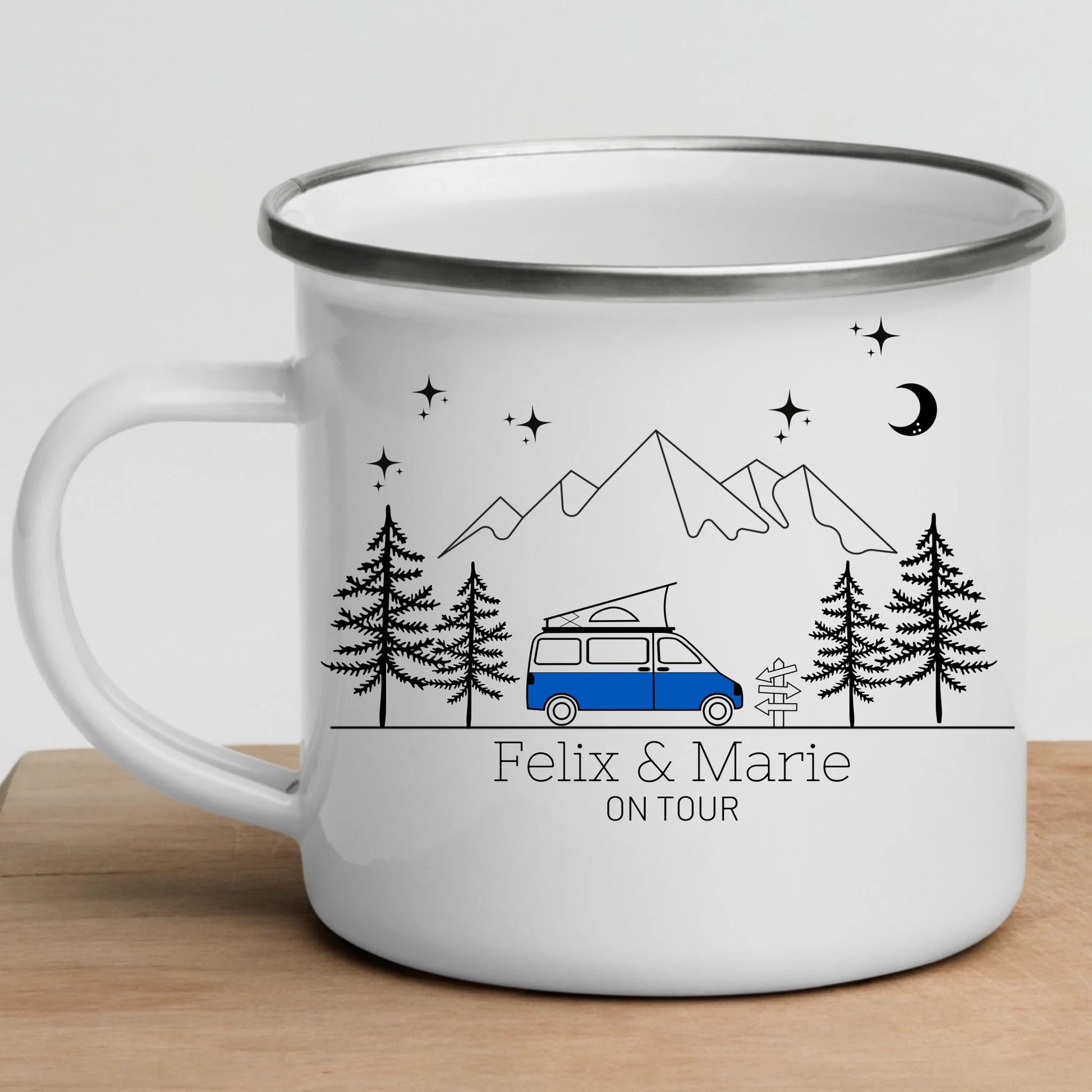 Personalisierte Emaille Camping Tasse "Campingvan mit Aufstelldach" Little Mathilda Little Mathilda Emaille Tasse