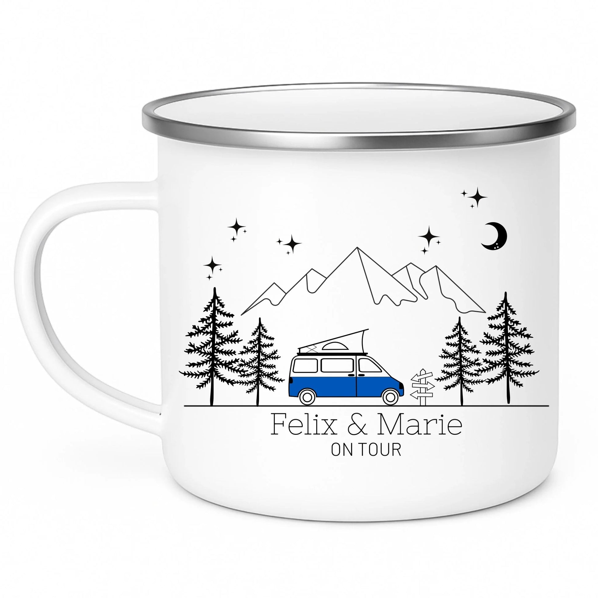 Personalisierte Emaille Camping Tasse "Campingvan mit Aufstelldach" Little Mathilda Little Mathilda Emaille Tasse