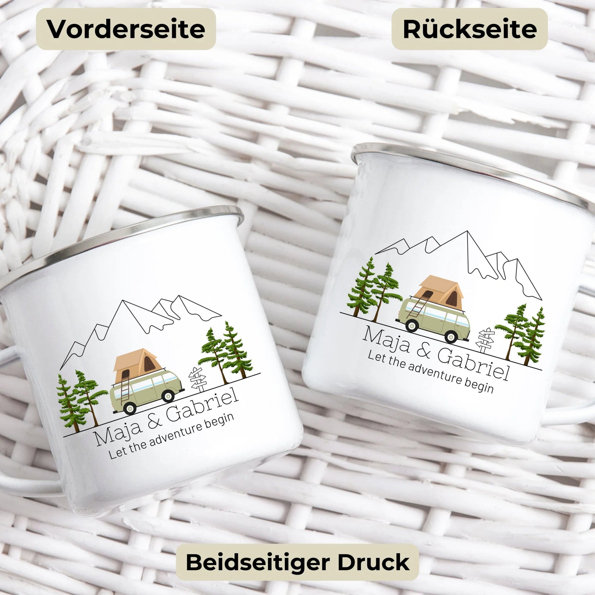 Personalisierte Emaille Camping Tasse Dachzelt Little Mathilda Little Mathilda Emaille Tasse