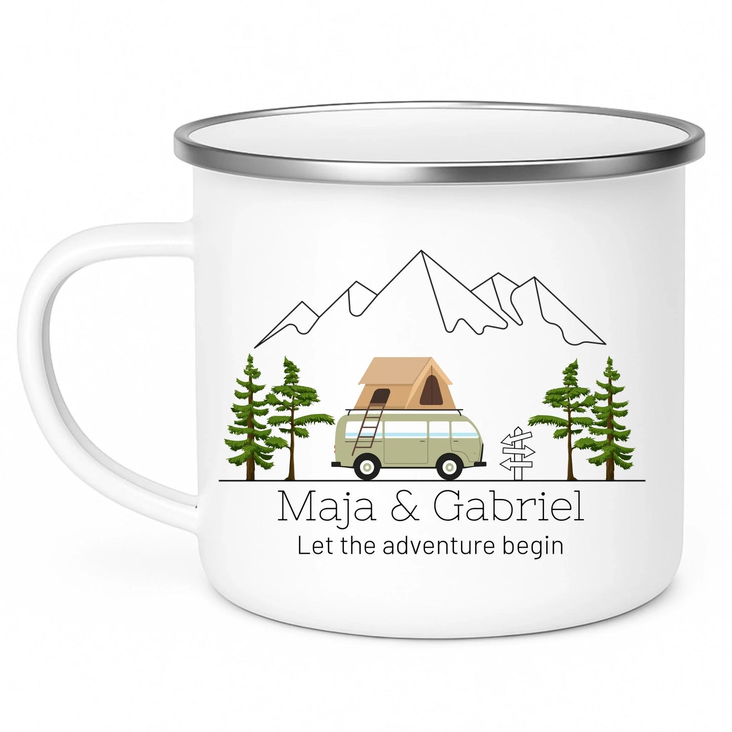 Personalisierte Emaille Camping Tasse Dachzelt Little Mathilda Little Mathilda Emaille Tasse
