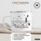 Personalisierte Emaille Camping Tasse Kastenwagen am Meer Little Mathilda Little Mathilda Emaille Tasse