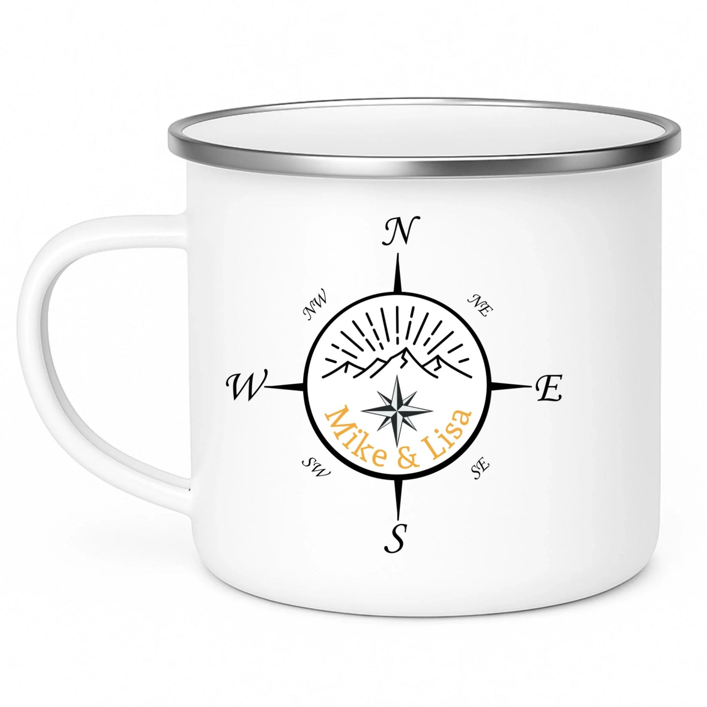 Personalisierte Emaille Camping Tasse "Kompass" Little Mathilda Little Mathilda Emaille Tasse