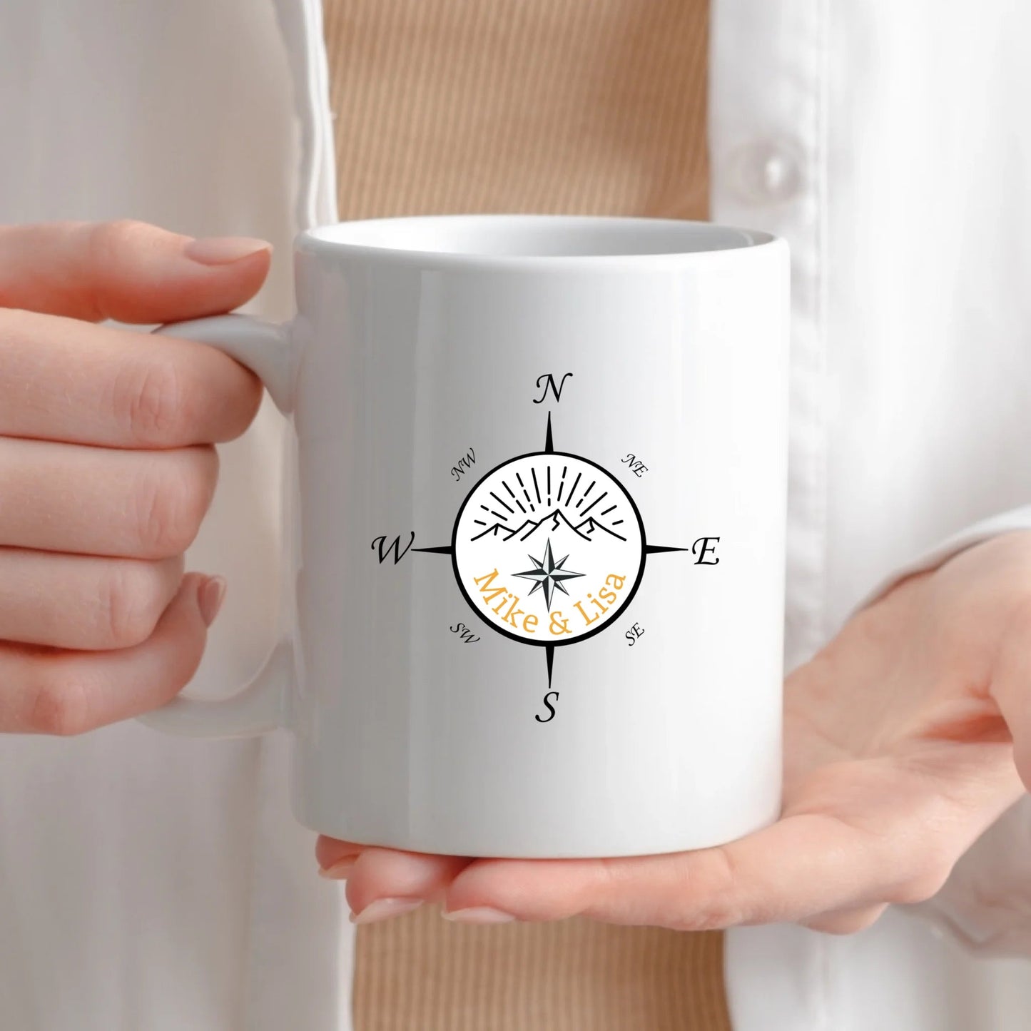Personalisierte Emaille Camping Tasse "Kompass" Little Mathilda Little Mathilda Emaille Tasse