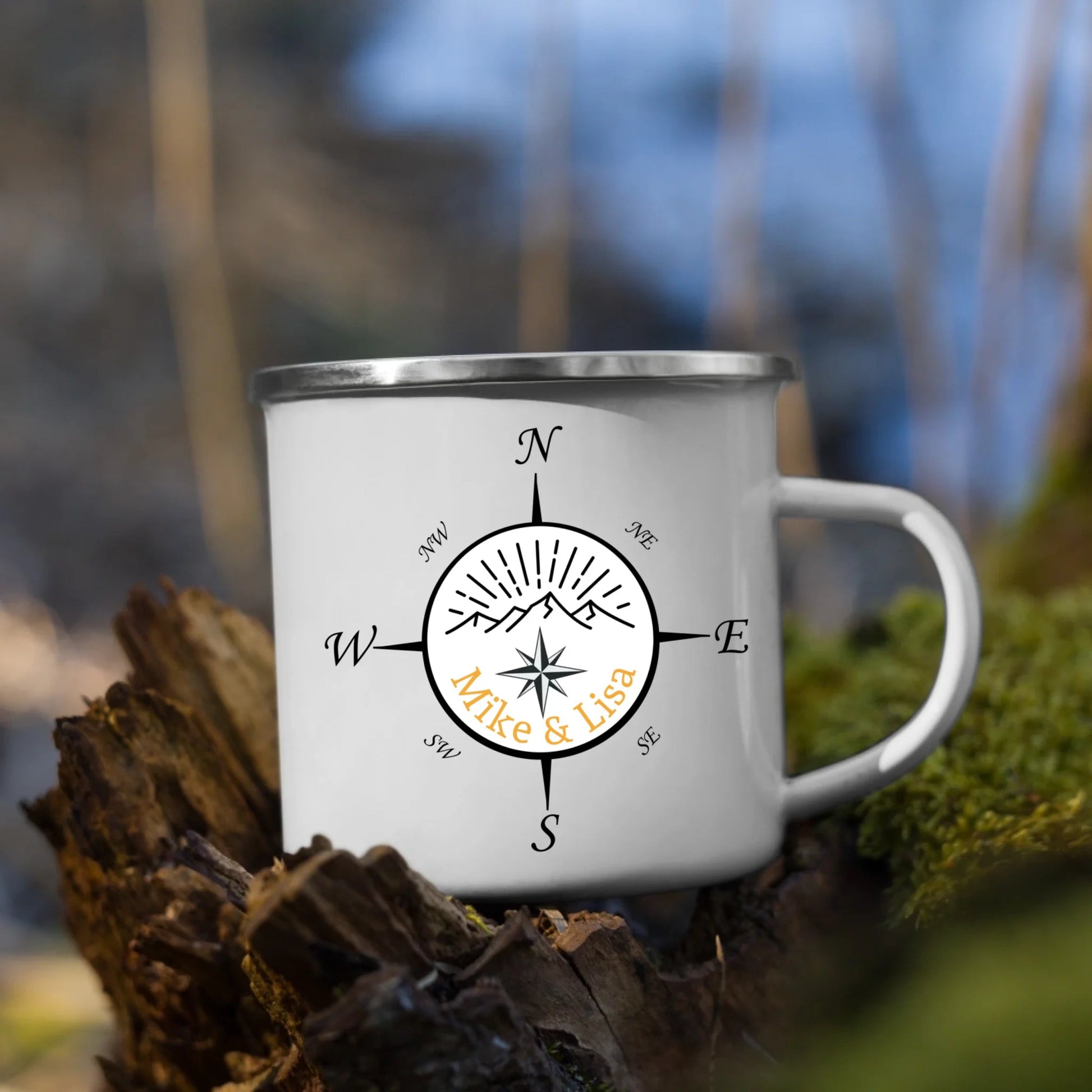 Personalisierte Emaille Camping Tasse "Kompass" Little Mathilda Little Mathilda Emaille Tasse