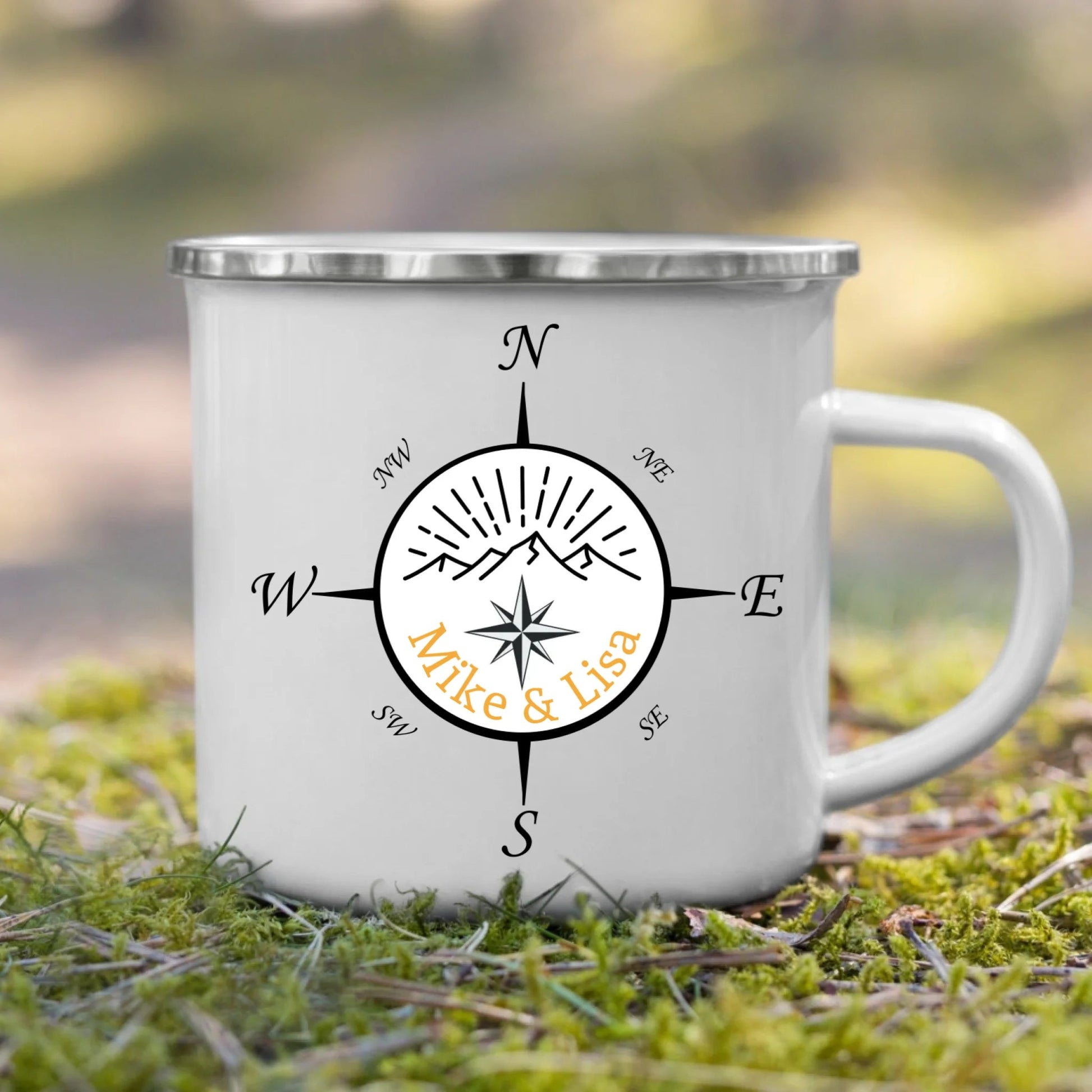 Personalisierte Emaille Camping Tasse "Kompass" Little Mathilda Little Mathilda Emaille Tasse