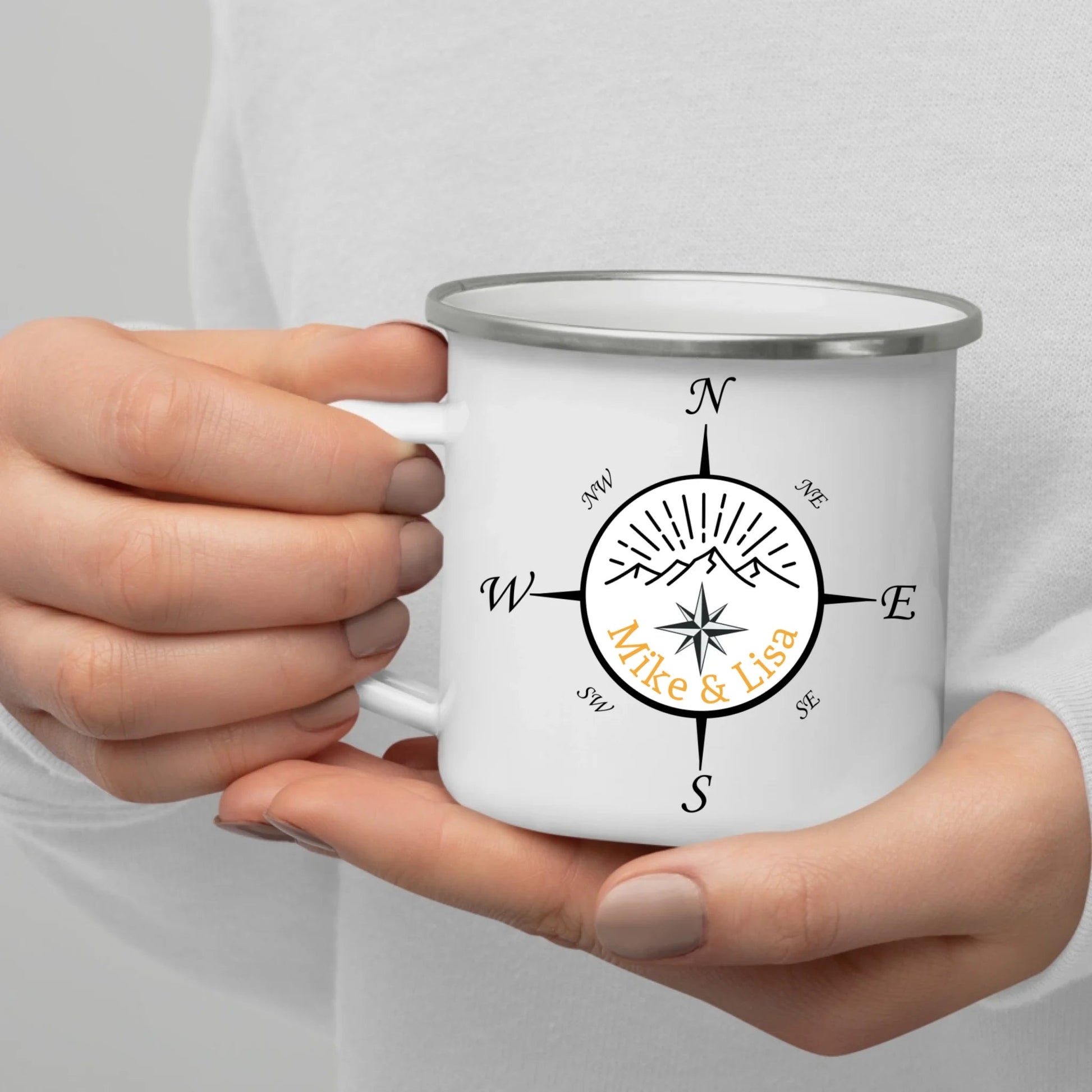 Personalisierte Emaille Camping Tasse "Kompass" Little Mathilda Little Mathilda Emaille Tasse