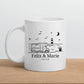 Personalisierte Emaille Camping Tasse mit Namen – Camper am Meer mit Leuchtturm | Geschenk für Camper Little Mathilda Little Mathilda Emaille Tasse