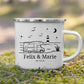Personalisierte Emaille Camping Tasse mit Namen – Camper am Meer mit Leuchtturm | Geschenk für Camper Little Mathilda Little Mathilda Emaille Tasse