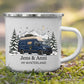 Personalisierte Emaille Camping Tasse mit Namen „Campervan im Winter“ Little Mathilda Little Mathilda Emaille Tasse