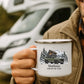 Personalisierte Emaille Camping Tasse mit Namen „Offroad Camper im Winter“ Little Mathilda Little Mathilda Emaille Tasse