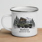 Personalisierte Emaille Camping Tasse mit Namen „Offroad Camper im Winter“ Little Mathilda Little Mathilda Emaille Tasse