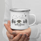 Personalisierte Emaille Camping Tasse mit Namen „Wohnmobil und Wohnwagen im Winter“ Little Mathilda Little Mathilda Emaille Tasse