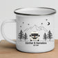 Personalisierte Emaille Camping Tasse mit Namen „Wohnmobil und Wohnwagen im Winter“ Little Mathilda Little Mathilda Emaille Tasse