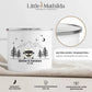 Personalisierte Emaille Camping Tasse mit Namen „Wohnmobil und Wohnwagen im Winter“ Little Mathilda Little Mathilda Emaille Tasse