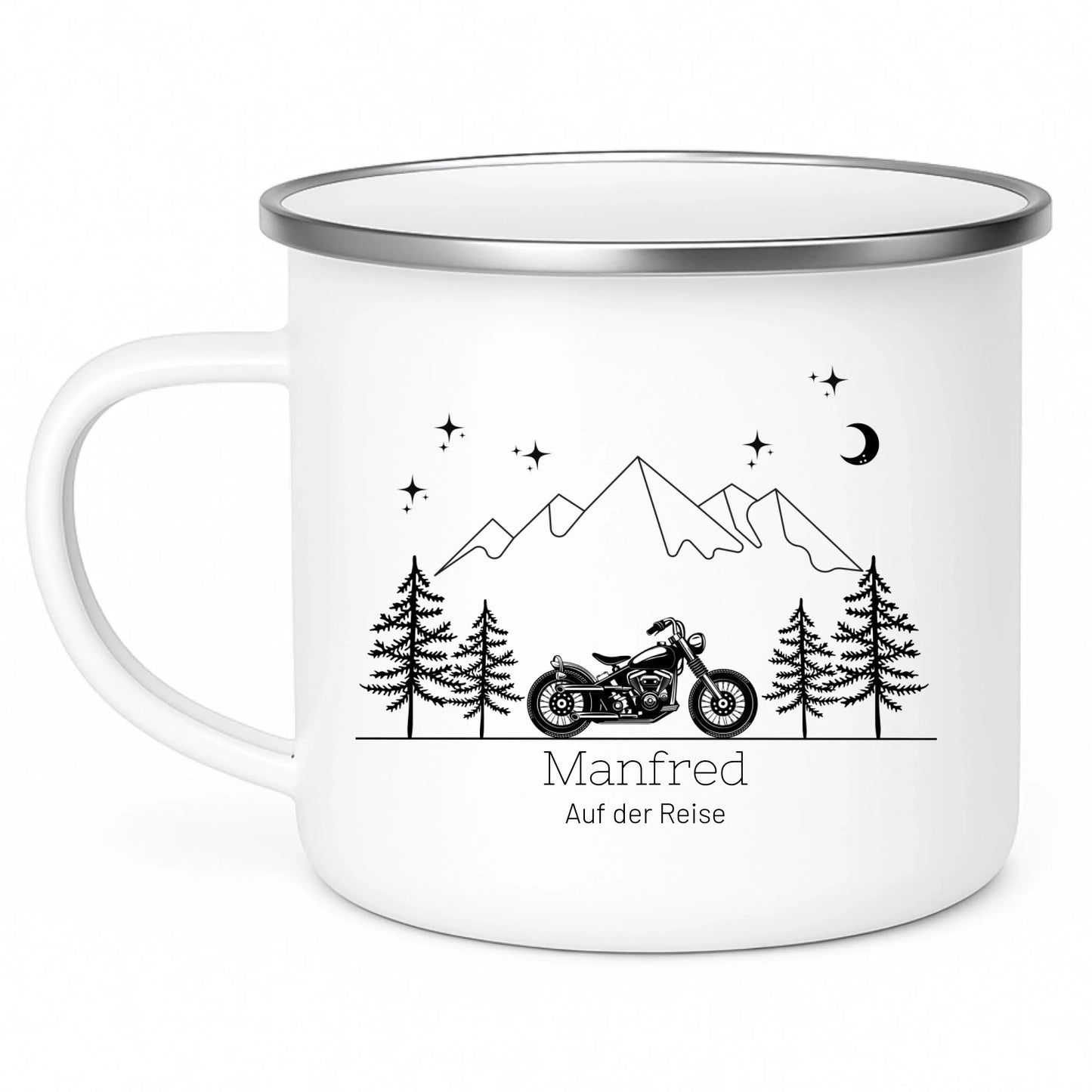 Personalisierte Emaille Camping Tasse Motorrad Little Mathilda Little Mathilda Emaille Tasse