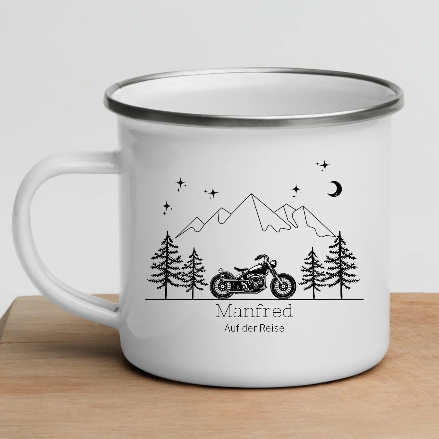 Personalisierte Emaille Camping Tasse Motorrad Little Mathilda Little Mathilda Emaille Tasse