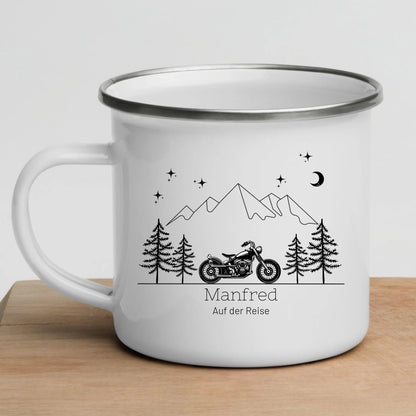 Personalisierte Emaille Camping Tasse Motorrad Little Mathilda Little Mathilda Emaille Tasse