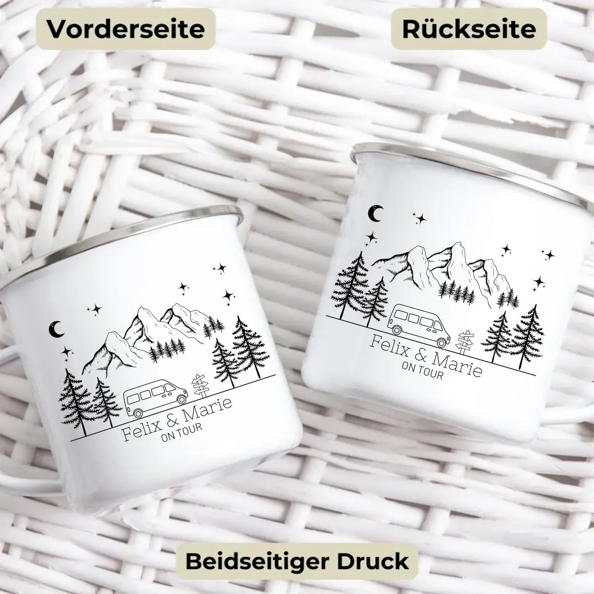 Personalisierte Emaille Camping Tasse "Mountains" Little Mathilda Little Mathilda Emaille Tasse