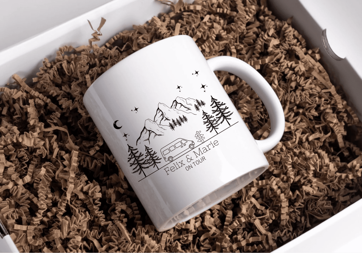 Personalisierte Emaille Camping Tasse "Mountains" Little Mathilda Little Mathilda Emaille Tasse