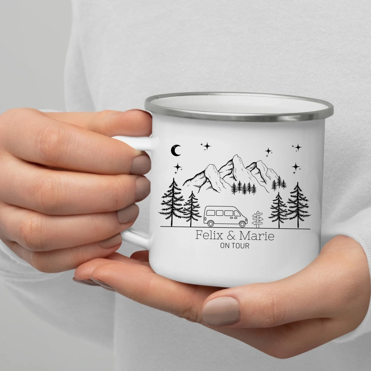 Personalisierte Emaille Camping Tasse "Mountains" Little Mathilda Little Mathilda Emaille Tasse