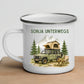 Personalisierte Emaille Camping Tasse Offroad Camper mit Schlafdach Little Mathilda Little Mathilda Emaille Tasse