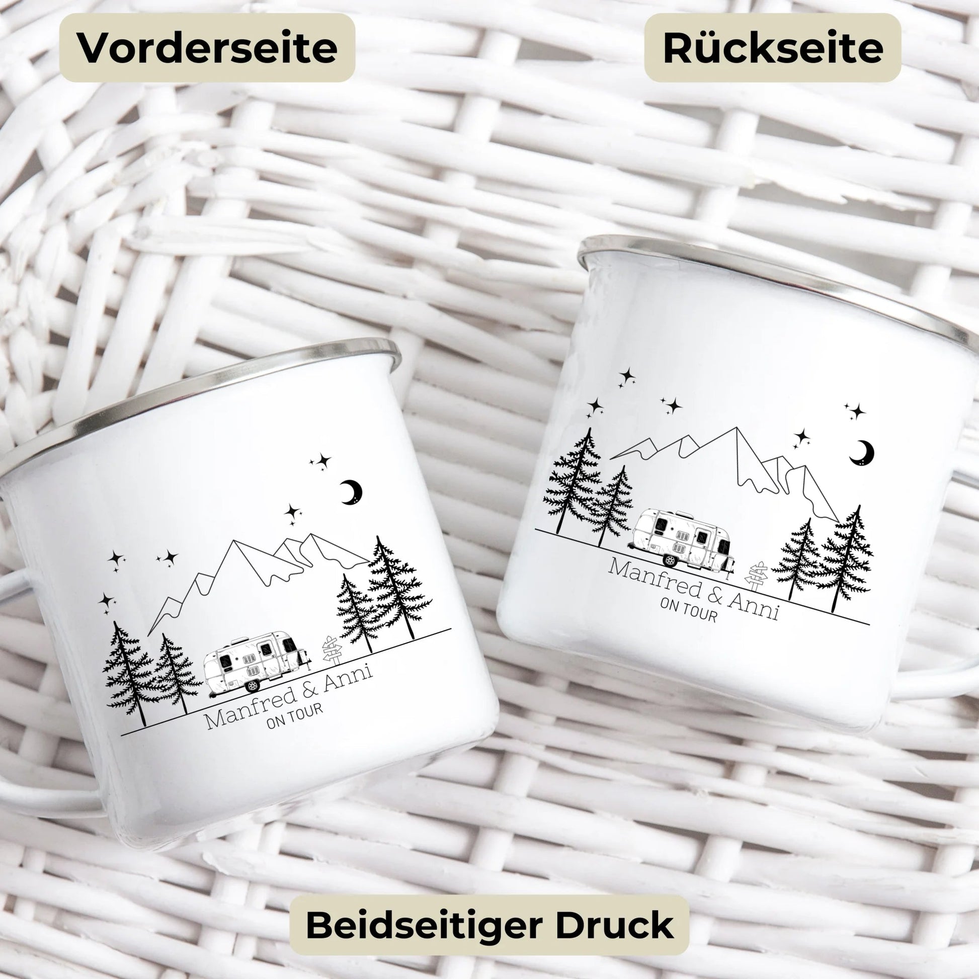 Personalisierte Emaille Camping Tasse "Retro Camper" Little Mathilda Little Mathilda Emaille Tasse