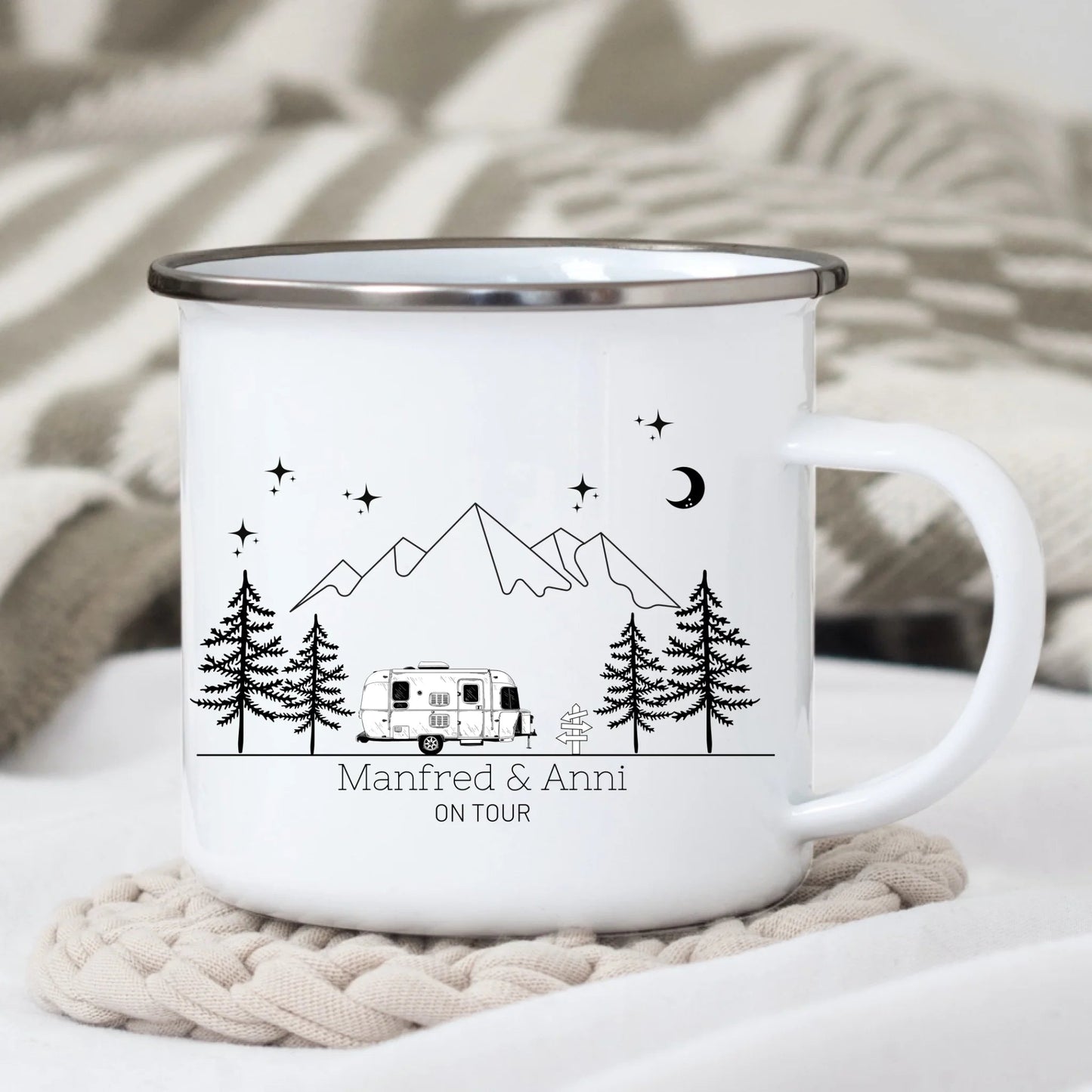 Personalisierte Emaille Camping Tasse "Retro Camper" Little Mathilda Little Mathilda Emaille Tasse