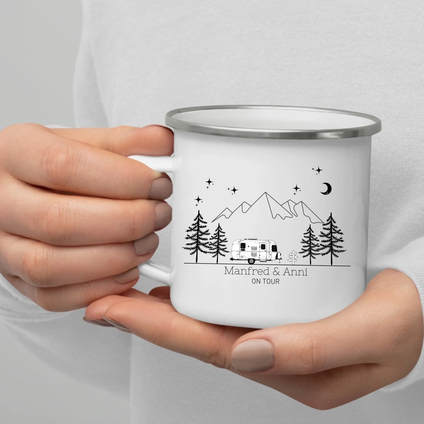 Personalisierte Emaille Camping Tasse "Retro Camper" Little Mathilda Little Mathilda Emaille Tasse